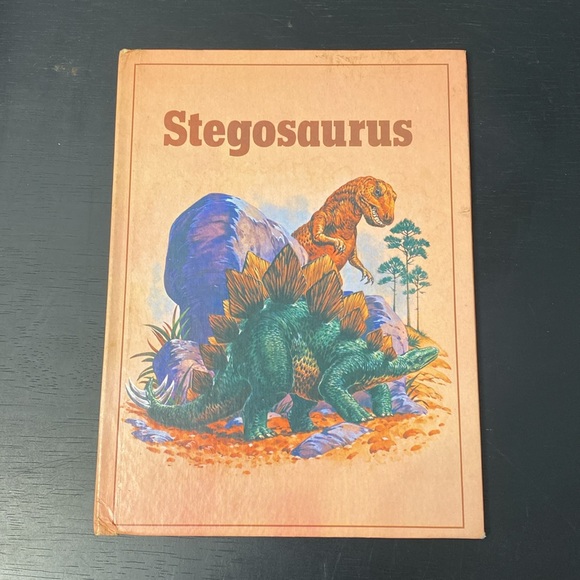 Vintage Rourke Dinosaur Library Books Orange Pink Lavender Decorative Bookshelf - Picture 14 of 16